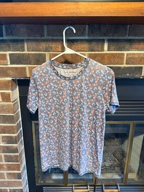 Lucky Brand  Heather Blue Floral Short Sleeve Tee